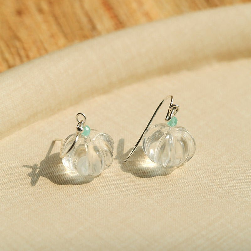 Fresh Mint Green Glass Pumpkin Drop Earrings - floysun