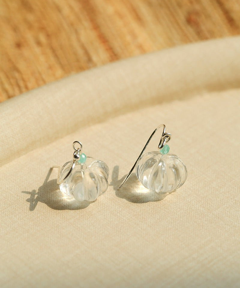 Fresh Mint Green Glass Pumpkin Drop Earrings - floysun