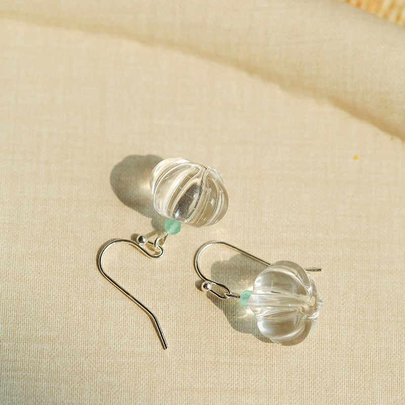 Fresh Mint Green Glass Pumpkin Drop Earrings - floysun