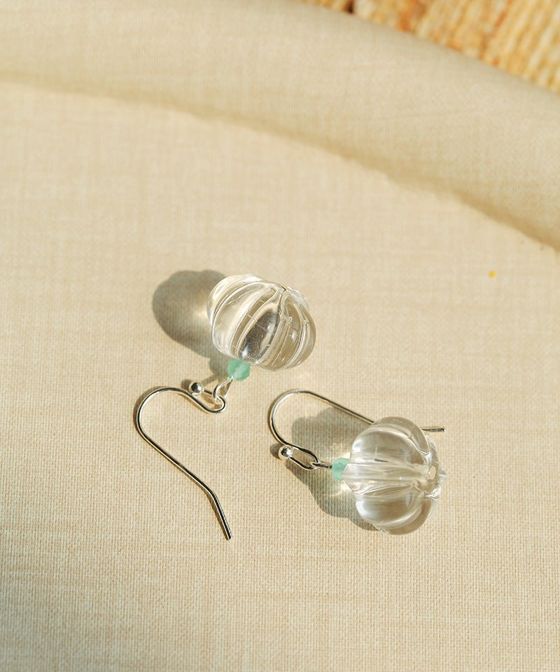 Fresh Mint Green Glass Pumpkin Drop Earrings - floysun
