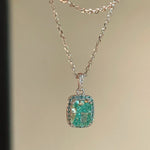 Fresh Square Synthetic Paraiba Tourmaline Sugar Cube Necklace - floysun