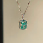 Fresh Square Synthetic Paraiba Tourmaline Sugar Cube Necklace - floysun
