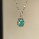 Fresh Square Synthetic Paraiba Tourmaline Sugar Cube Necklace - floysun
