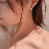 Fresh Square Synthetic Paraiba Tourmaline Sugar Cube Necklace - floysun