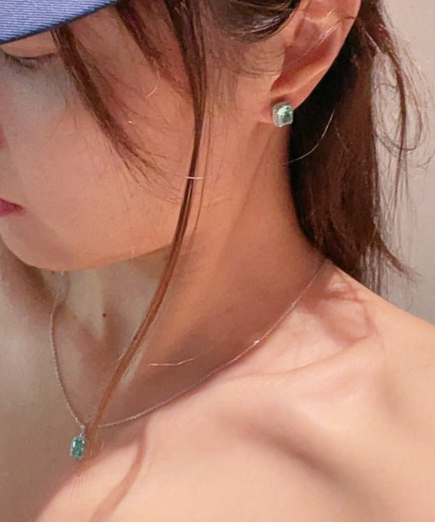 Fresh Square Synthetic Paraiba Tourmaline Sugar Cube Necklace - floysun