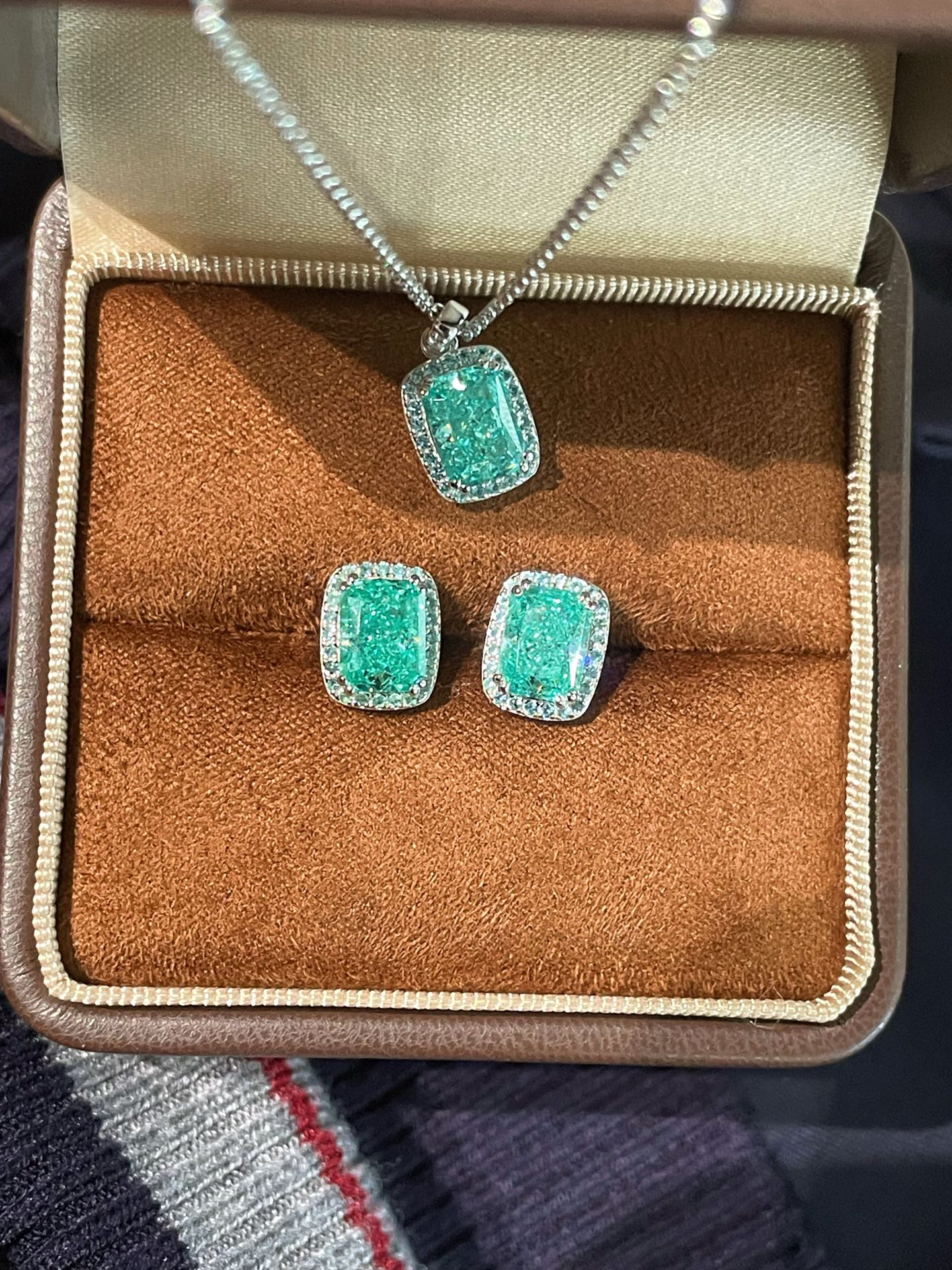 Fresh Square Synthetic Paraiba Tourmaline Sugar Cube Stud Earrings - floysun