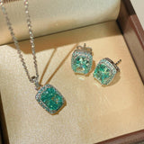 Fresh Square Synthetic Paraiba Tourmaline Sugar Cube Stud Earrings - floysun