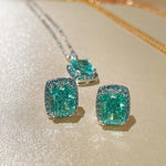 Fresh Square Synthetic Paraiba Tourmaline Sugar Cube Stud Earrings - floysun