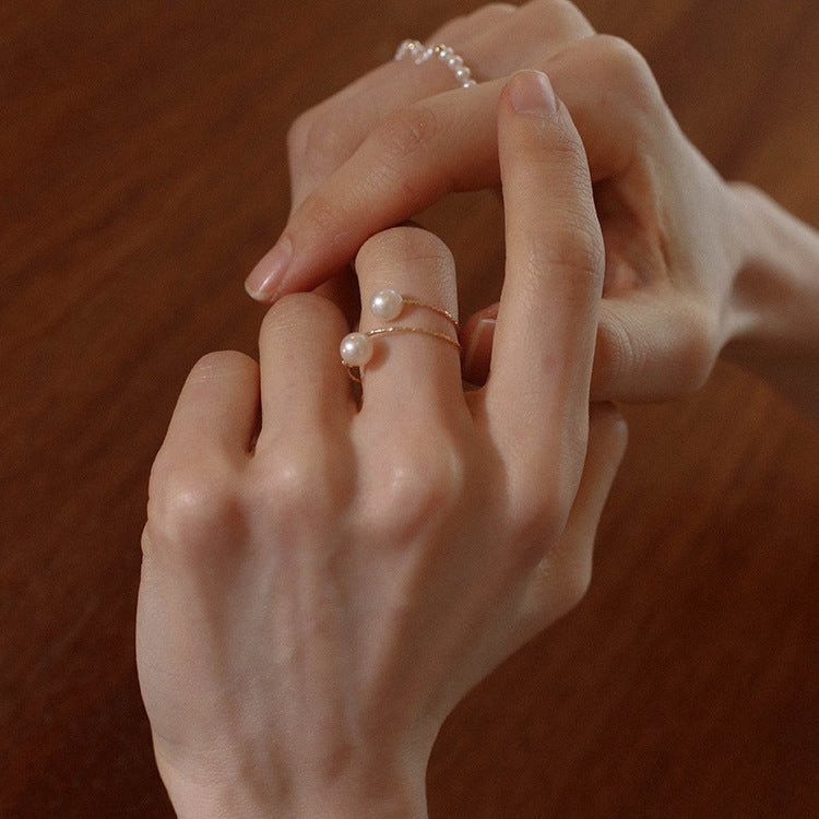 Freshwater Pearl Double Layer Wrapped Ring - floysun
