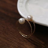Freshwater Pearl Double Layer Wrapped Ring - floysun