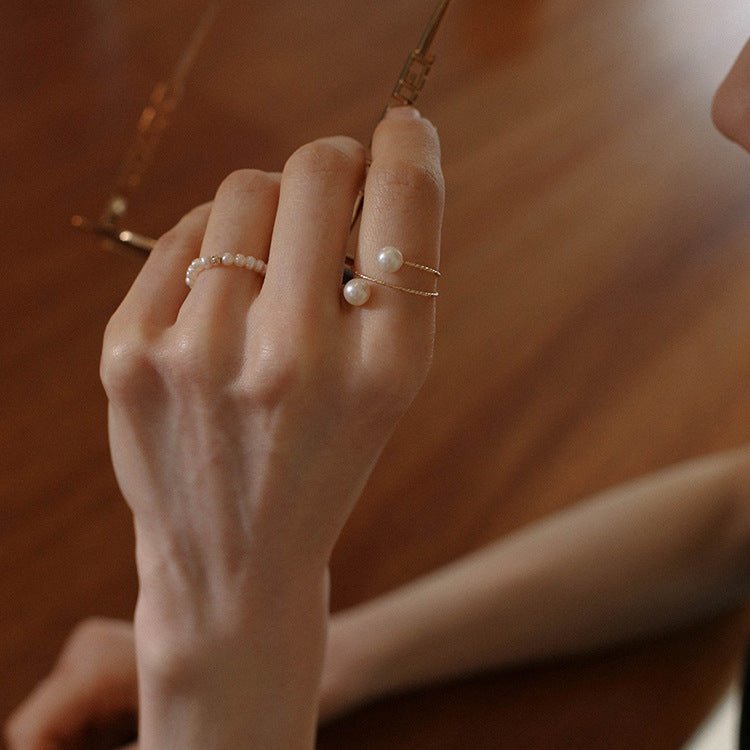 Freshwater Pearl Double Layer Wrapped Ring - floysun