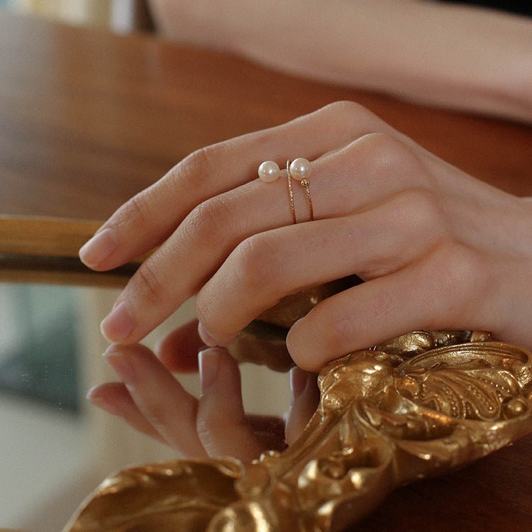 Freshwater Pearl Double Layer Wrapped Ring - floysun