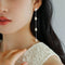 Freshwater Pearl Silver Chain Drop Earrings - floysun