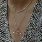 Freshwater Pearl T‑Shape Balance Pendant Necklace - floysun
