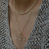 Freshwater Pearl T‑Shape Balance Pendant Necklace - floysun