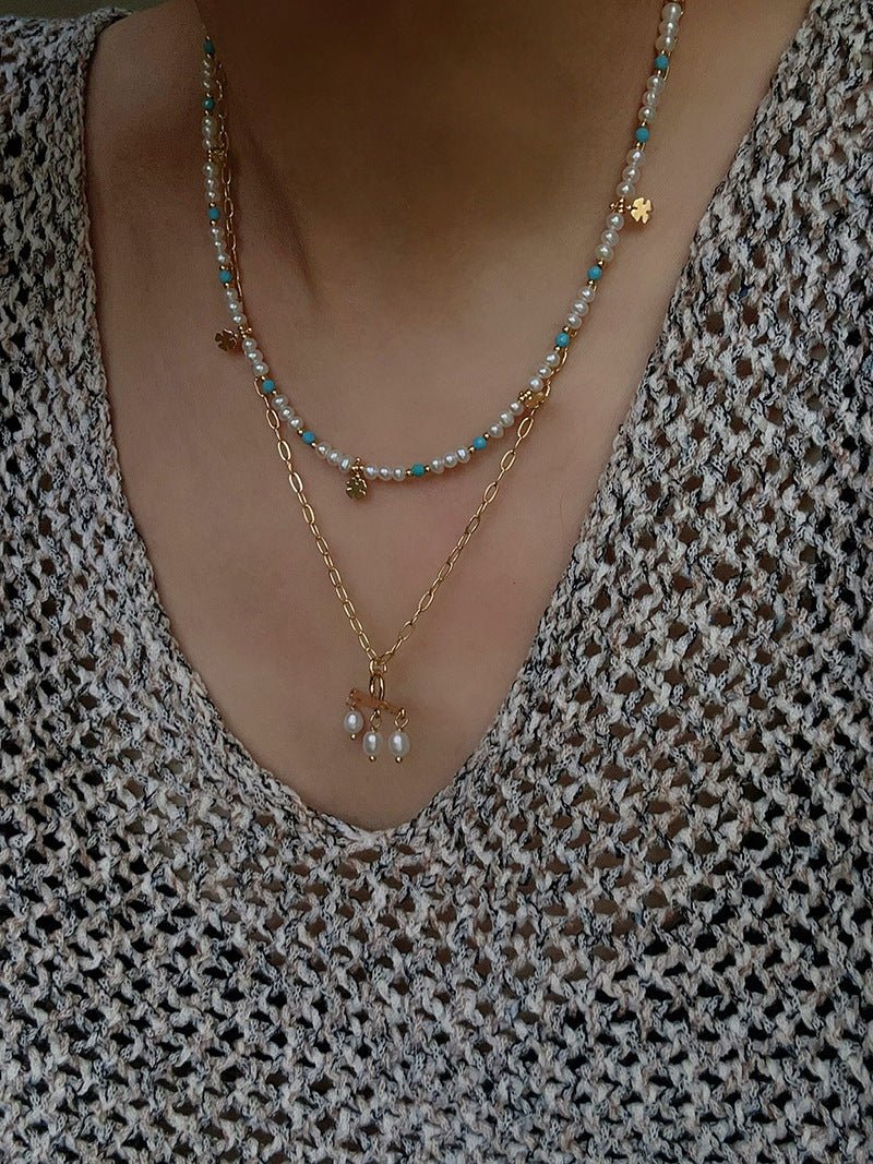 Freshwater Pearl T‑Shape Balance Pendant Necklace - floysun