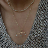 Freshwater Pearl T‑Shape Balance Pendant Necklace - floysun