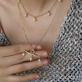 Freshwater Pearl T‑Shape Balance Pendant Necklace - floysun