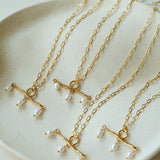 Freshwater Pearl T‑Shape Balance Pendant Necklace - floysun