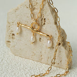 Freshwater Pearl T‑Shape Balance Pendant Necklace - floysun
