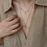 Freshwater Pearl T‑Shape Balance Pendant Necklace - floysun