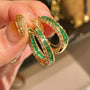 Full Diamond Emerald Serpent Hoop Earrings - floysun