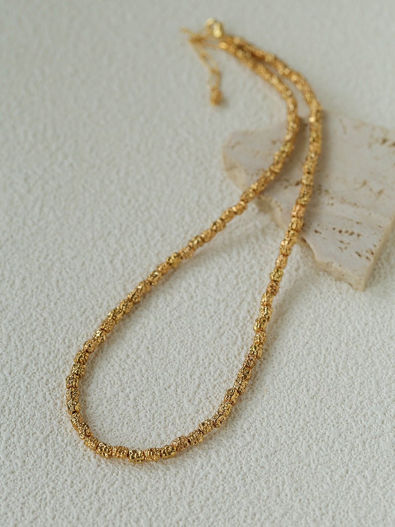Full Lava Grain Solid Gold Collarbone Chain - floysun