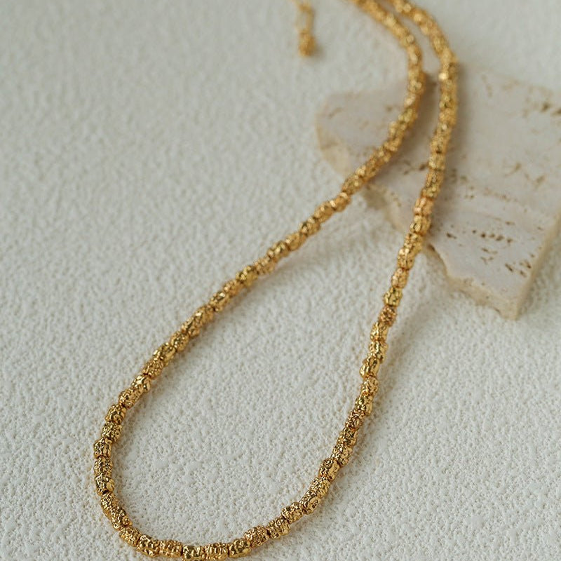 Full Lava Grain Solid Gold Collarbone Chain - floysun