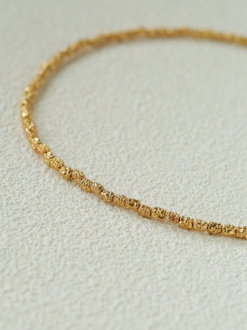 Full Lava Grain Solid Gold Collarbone Chain - floysun