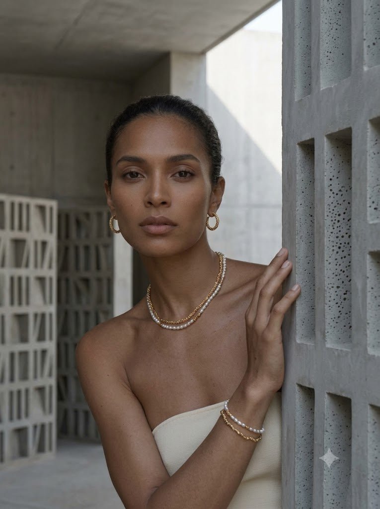 Full Lava Grain Solid Gold Collarbone Chain - floysun