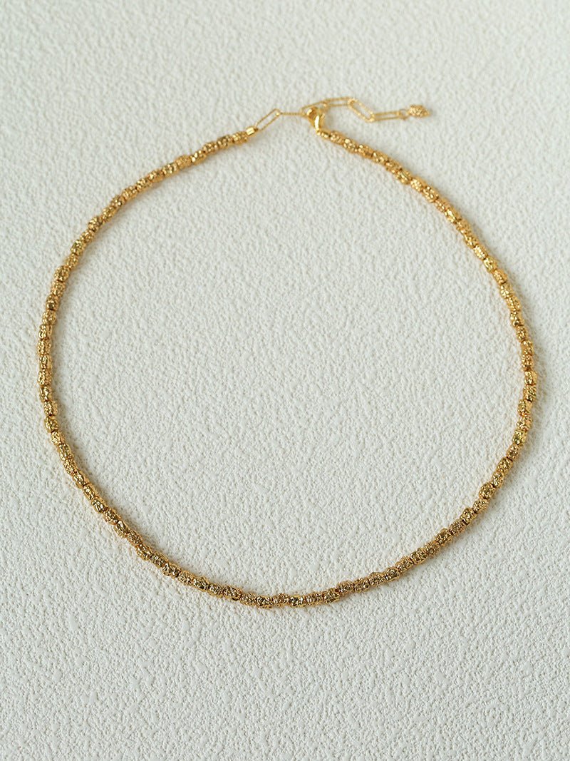 Full Lava Grain Solid Gold Collarbone Chain - floysun