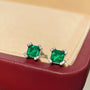 Full Pavé Four - Prong T - Cut Emerald Studs - floysun