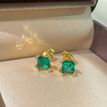 Full Pavé Four - Prong T - Cut Emerald Studs - floysun