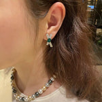Full Zirconia Emerald Cross Earrings - floysun