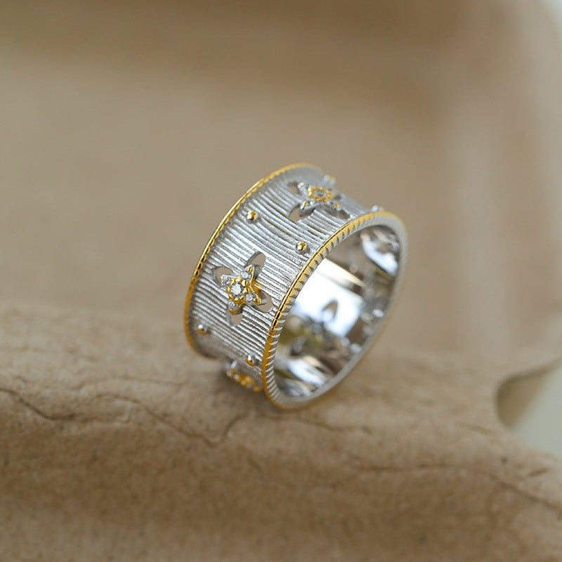 Galaxy Carved Star Brushed Ring - floysun