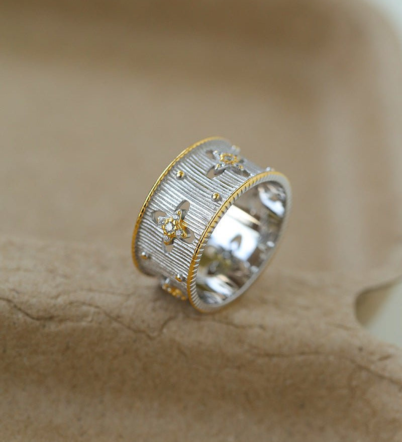 Galaxy Carved Star Brushed Ring - floysun