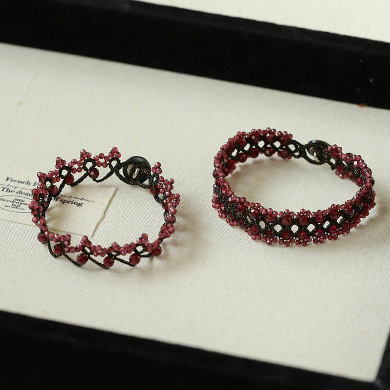 Garnet Lace Tatting Bracelet - floysun