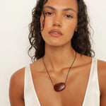 Geometric Agate Pendant Necklace Adjustable Leather Cord Minimalist Jewelry - floysun