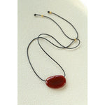 Geometric Agate Pendant Necklace Adjustable Leather Cord Minimalist Jewelry - floysun