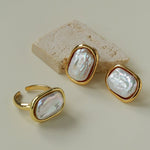 Geometric Baroque Pearl Square Earrings - floysun