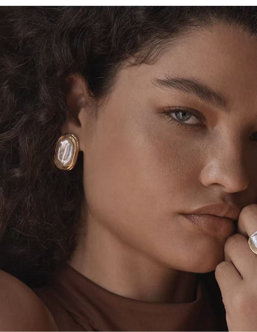 Geometric Baroque Pearl Square Earrings - floysun