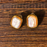 Geometric Baroque Pearl Square Earrings - floysun