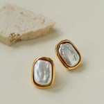 Geometric Baroque Pearl Square Earrings - floysun