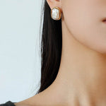 Geometric Baroque Pearl Square Earrings - floysun