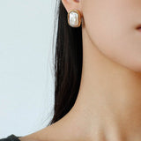 Geometric Baroque Pearl Square Earrings - floysun