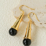 Geometric Cone Pearl & Red Agate Drop Earrings - floysun