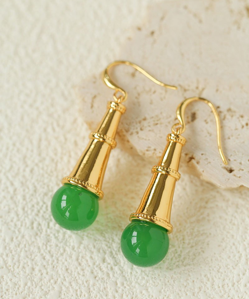 Geometric Cone Pearl & Red Agate Drop Earrings - floysun