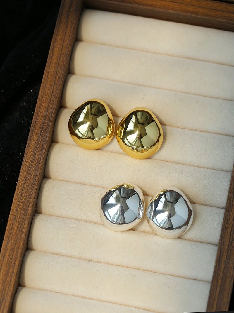 Geometric Cubic Zirconia Polished Metallic Stud Earrings - floysun