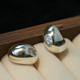 Geometric Cubic Zirconia Polished Metallic Stud Earrings - floysun