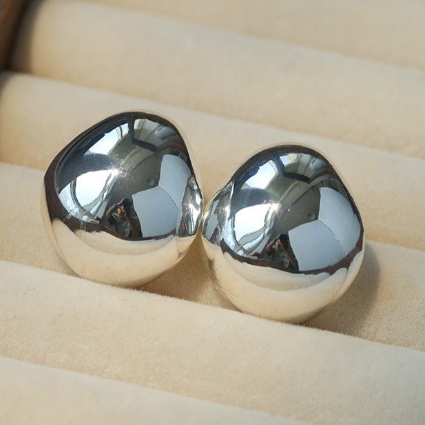 Geometric Cubic Zirconia Polished Metallic Stud Earrings - floysun